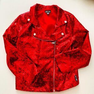 Nickelodeon JoJo's Closet Red Sequin Moto Jacket Girls Size L (10/12) Jojo Siwa